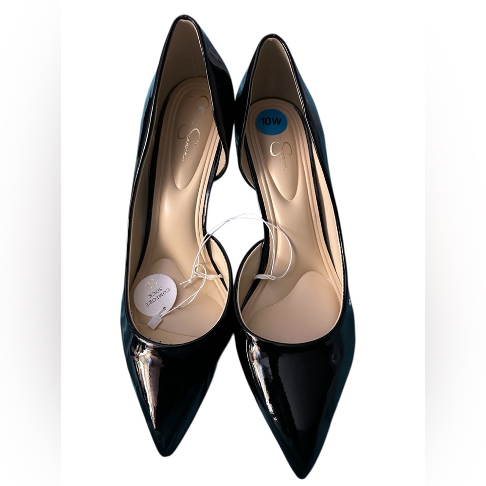 Jessica Simpson black patent leather d'Orsay pumps. Multiple sizes in wide width